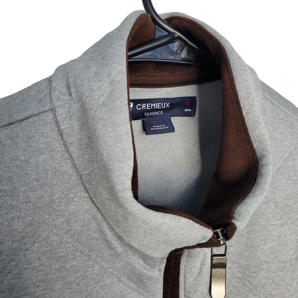 Cremieux Classics Gray Quilted Faux Suede Patch 1/4 Pullover Men Sz M - Picture 8 of 8